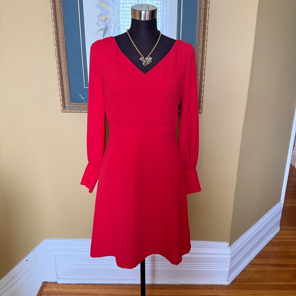 Ann Taylor Vibrant Red Long Sleeve Dress